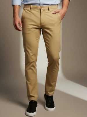 Sinsay - Spodnie chino slim - beżowy