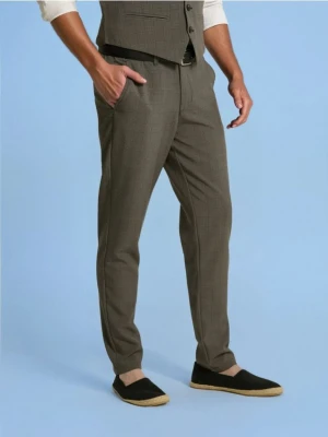 Sinsay - Spodnie chino slim fit w kratę - szary