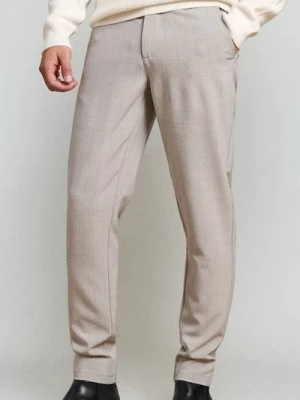 Sinsay - Spodnie chino slim fit w kratę - szary