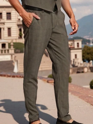 Sinsay - Spodnie chino slim fit w kratę - szary