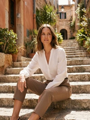 Sinsay - Spodnie chino z paskiem - beżowy