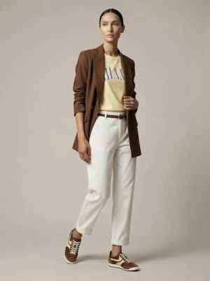 Sinsay - Spodnie chino z paskiem - biały