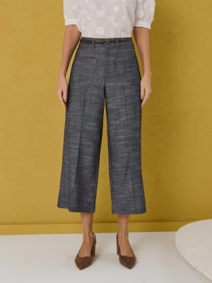 Sinsay - Spodnie cullote z domieszką lnu - niebieski