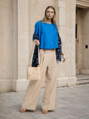 Sinsay - Spodnie wide leg - kremowy