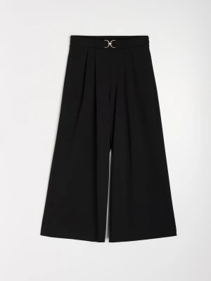 Sinsay - Spodnie culotte z paskiem - czarny