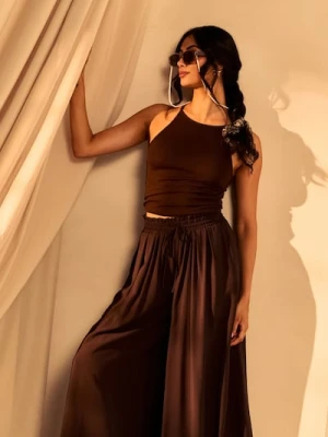 Sinsay - Spodnie culotte z wiskozą - brązowy