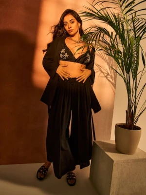 Sinsay - Spodnie culotte z wiskozą - czarny