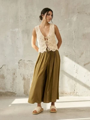 Sinsay - Spodnie culotte z wiskozą - zielony