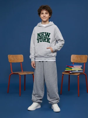Sinsay - Spodnie dresowe baggy oversize - szary