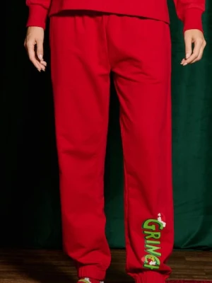 Sinsay - Spodnie dresowe Grinch - czerwony