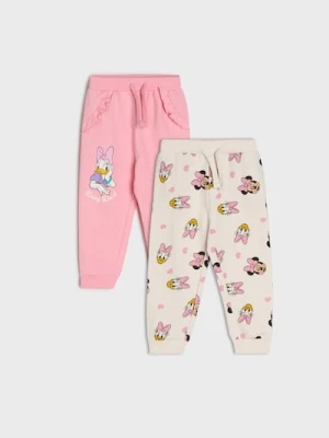 Sinsay - Spodnie dresowe jogger 2 pack Minnie and Daisy - kremowy