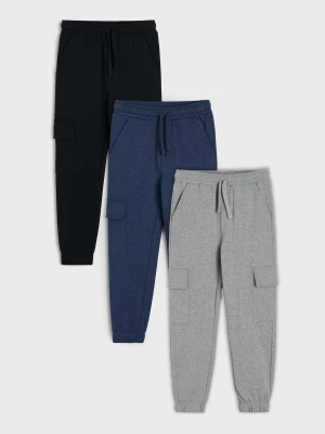 Sinsay - Spodnie dresowe jogger cargo 3 pack - wielobarwny