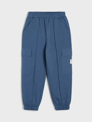 Sinsay - Spodnie dresowe jogger cargo oversize - mid blue