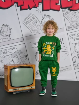 Sinsay - Spodnie dresowe jogger Garfield - zielony