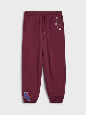 Sinsay - Spodnie dresowe jogger Hello Kitty - bordowy