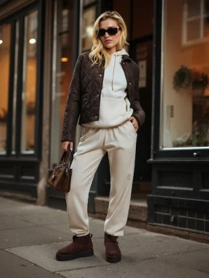 Sinsay - Spodnie dresowe jogger - kremowy