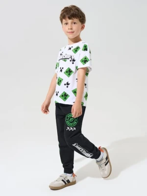 Sinsay - Spodnie dresowe jogger oversize Minecraft - czarny