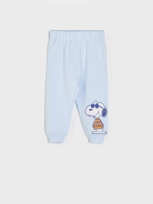Sinsay - Spodnie dresowe jogger Snoopy - niebieski