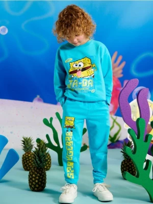 Sinsay - Spodnie dresowe jogger SpongeBob - niebieski