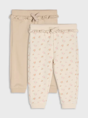Sinsay - Spodnie dresowe jogger z motywem kwiatowym 2 pack - beżowy