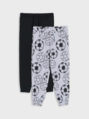 Sinsay - Spodnie dresowe jogger z motywem piłkarskim 2 pack - czarny
