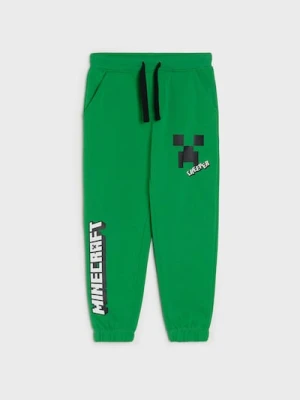 Sinsay - Spodnie dresowe jogger z nadrukiem Minecraft - zielony