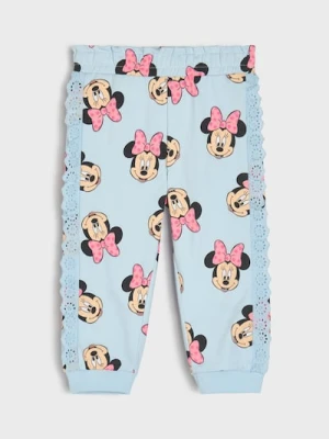 Sinsay - Spodnie dresowe jogger z ozdobną koronką Minnie Mouse - niebieski