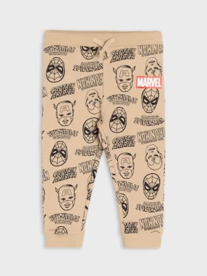 Sinsay - Spodnie dresowe jogger ze wzorem Marvel - beżowy