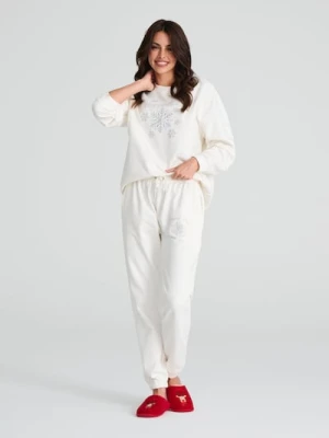 Sinsay - Spodnie dresowe - kremowy