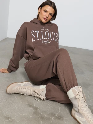 Sinsay - Spodnie dresowe loose jogger - brązowy