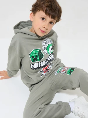 Sinsay - Spodnie dresowe loose jogger Minecraft - brązowy