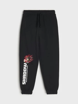 Sinsay - Spodnie dresowe loose Sonic the Hedgehog - czarny