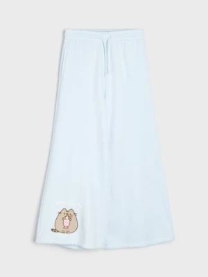 Sinsay - Spodnie dresowe oversize wide leg Pusheen the Cat - błękitny