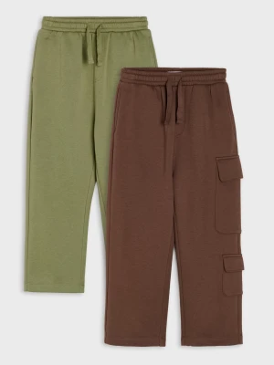 Sinsay - Spodnie dresowe straight leg 2 pack - khaki