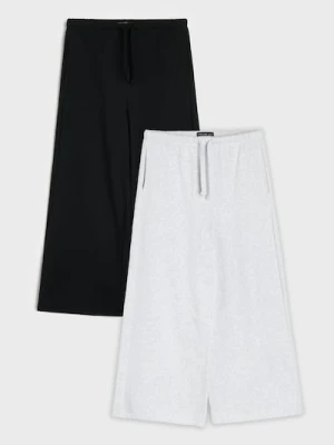 Sinsay - Spodnie dresowe wide leg 2 pack - czarny