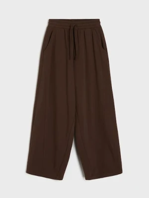 Sinsay - Spodnie dresowe wide leg - brązowy