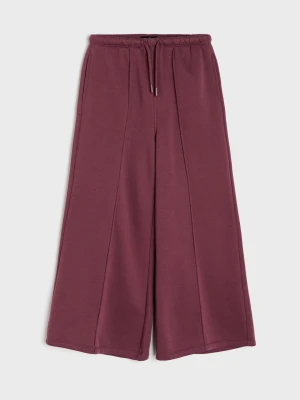 Sinsay - Spodnie dresowe wide leg - brązowy