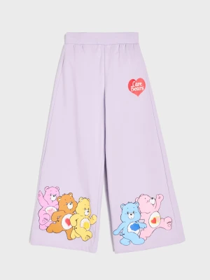 Sinsay - Spodnie dresowe wide leg Care Bears - fioletowy