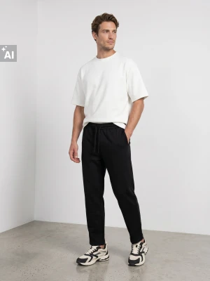Sinsay - Spodnie dresowe wide leg - czarny