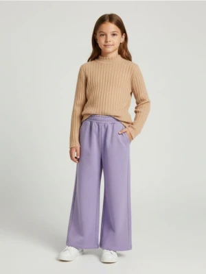 Sinsay - Spodnie dresowe wide leg - fioletowy