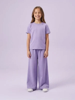 Sinsay - Spodnie dresowe wide leg - fioletowy