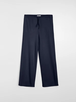Sinsay - Spodnie dresowe wide leg - granatowy