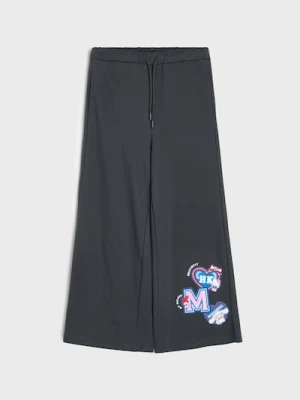 Sinsay - Spodnie dresowe wide leg Hello Kitty and Friends - szary