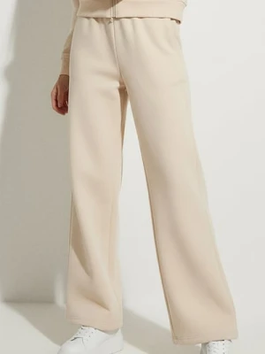 Sinsay - Spodnie dresowe wide leg - kremowy