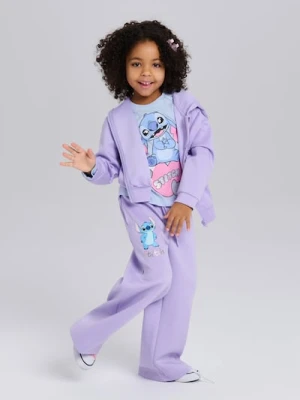 Sinsay - Spodnie dresowe wide leg Lilo & Stitch - fioletowy