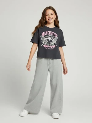 Sinsay - Spodnie dresowe wide leg - szary