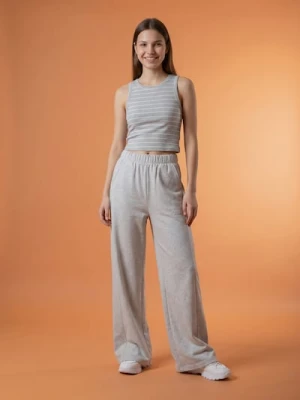 Sinsay - Spodnie dresowe wide leg - szary