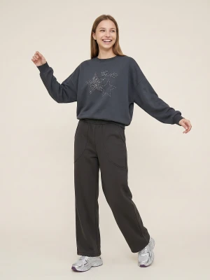 Sinsay - Spodnie dresowe wide leg - szary