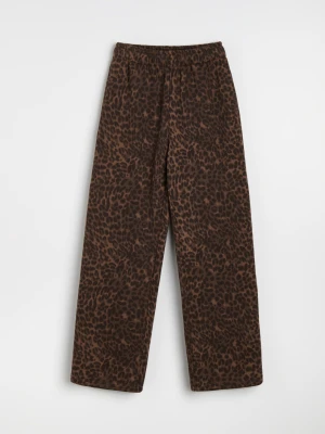 Sinsay - Spodnie dresowe wide leg w panterkę - wielobarwny
