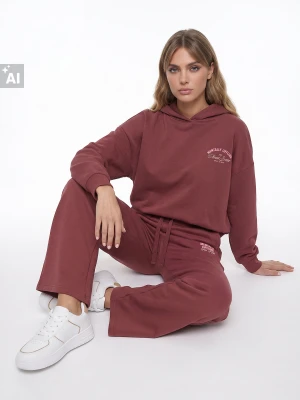 Sinsay - Spodnie dresowe wide leg z bawełną - pomarańczowy